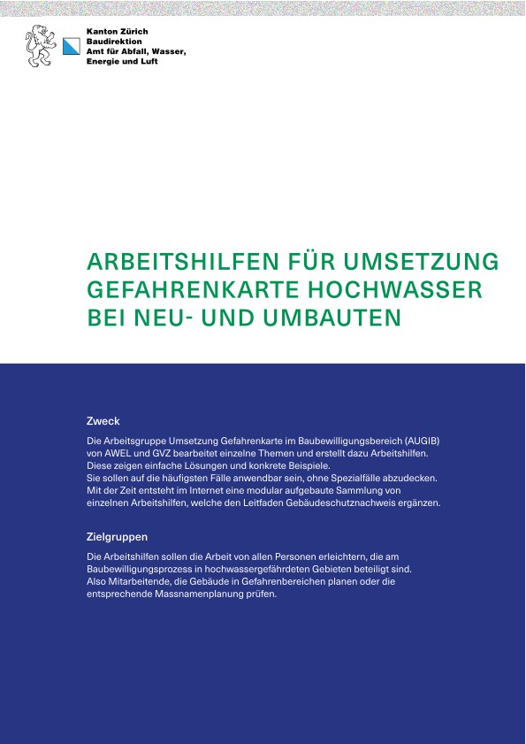 AUGIB – Arbeitshilfen für Umsetzung Gefahrenkarte Hochwasser bei Neu- und Umbauten