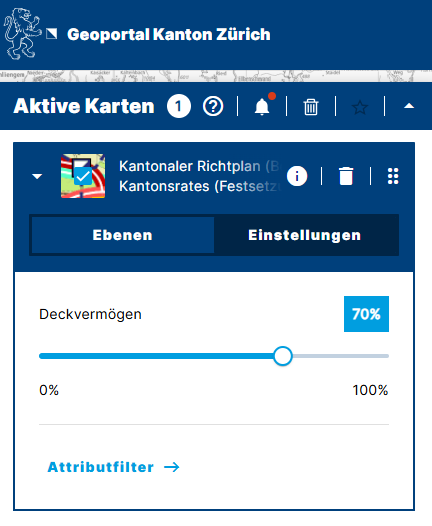 Die Funktion Attributfilter im GIS-Browser findet man unter den Einstellungen.