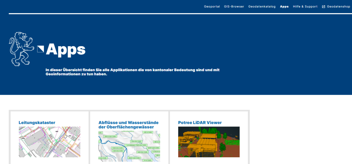 Einstieg zum Geoportal im Internet