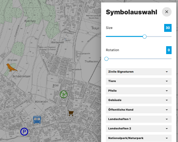 Symbolauswahl im GIS-Browser