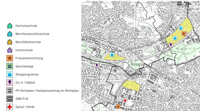 GIS-Browser-Karte zu stark verkehrserzeugende Einrichtungen