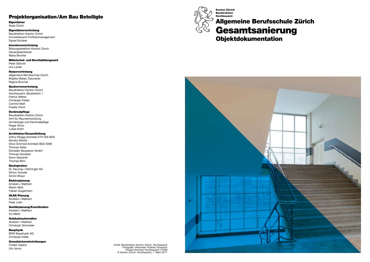 Gesamtsanierung Allgemeine Berufsschule Zürich - Objektdokumentation (2017)