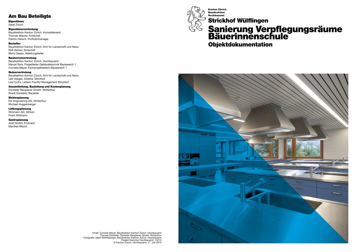 Sanierung Verpflegungsräume Strickhof Wülflingen - Objektdokumentation (2015)