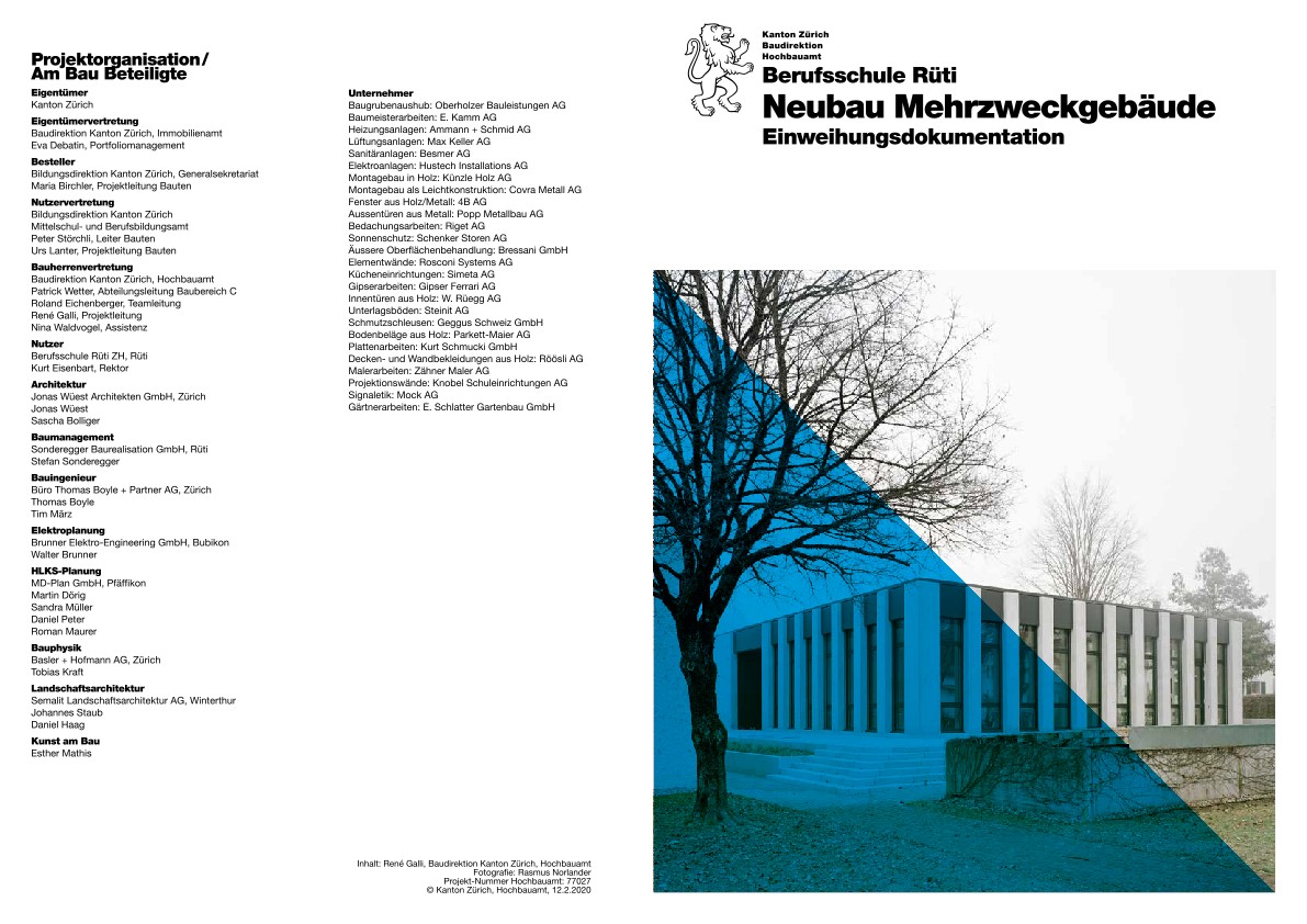 Neubau Mehrzweckgebäude Berufsschule Rüti - Einweihungsdokumentation (2020)
