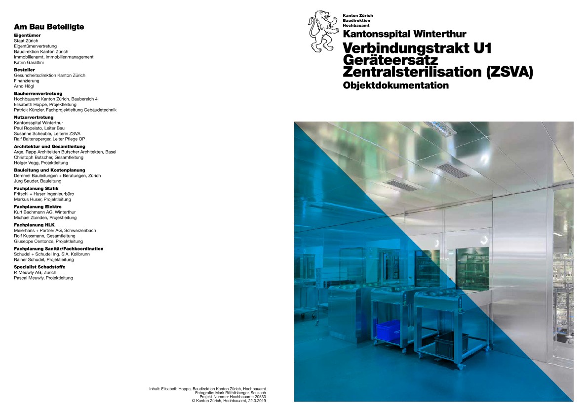 Geräteersatz Zentralsterilisation Verbindungstrakt U1 Kantonsspital Winterthur - Objektdokumentation (2019) 