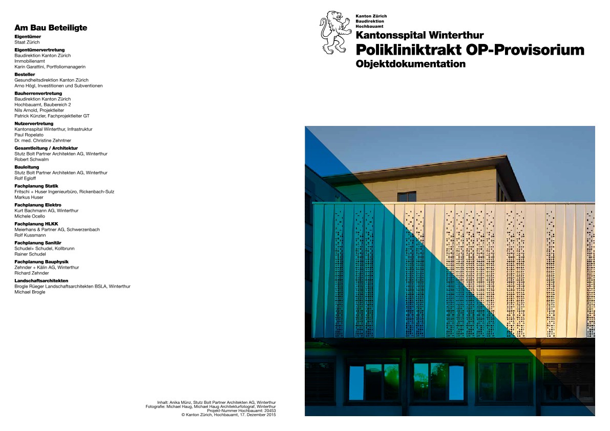 Polikliniktrakt OP-Provisorium Kantonsspital Winterthur - Objektdokumentation (2015)