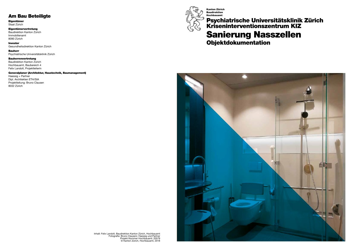 Sanierung Nasszellen Kriseninterventionszentrum KIZ Psychiatrische Universitätsklinik Zürich - Objektdokumentation (2018)