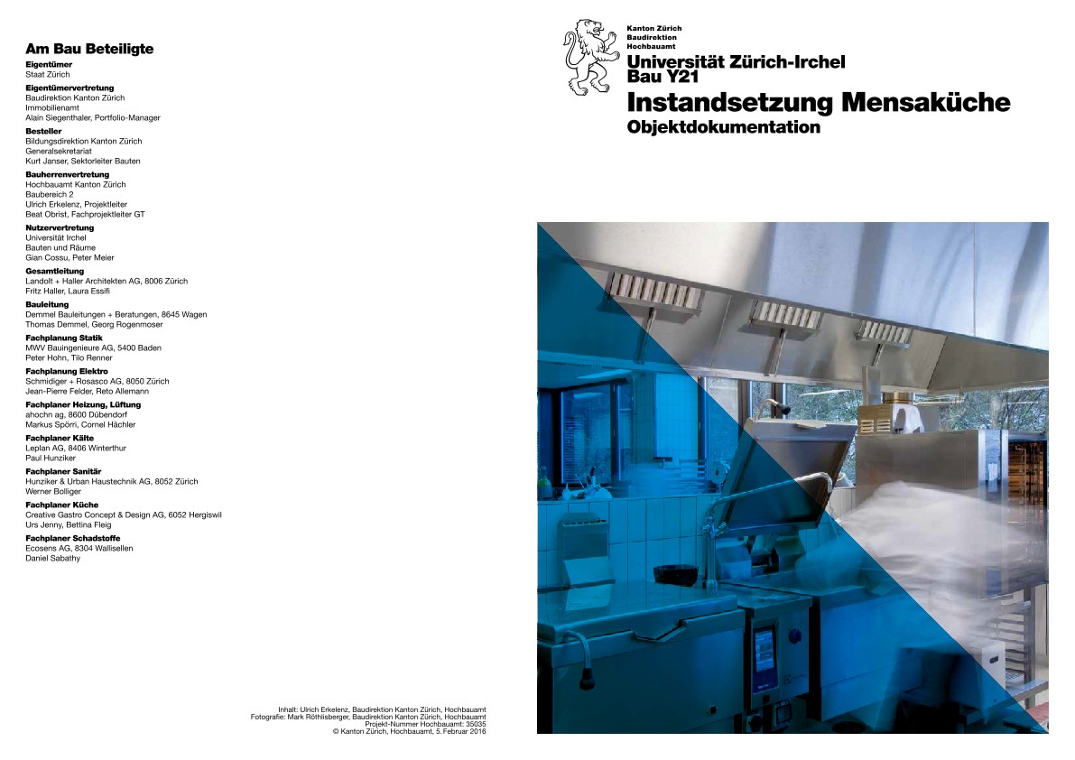 Instandsetzung Mensaküche Universität Zürich Irchel - Objektdokumentation (2016)