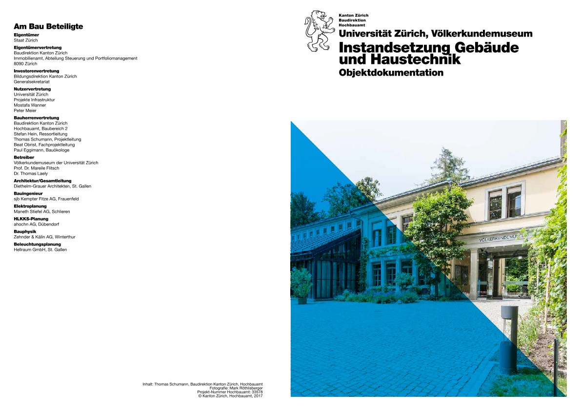 Instandsetzung Gebäude- und Haustechnik Völkerkundemuseum Universität Zürich - Objektdokumentation (2017)