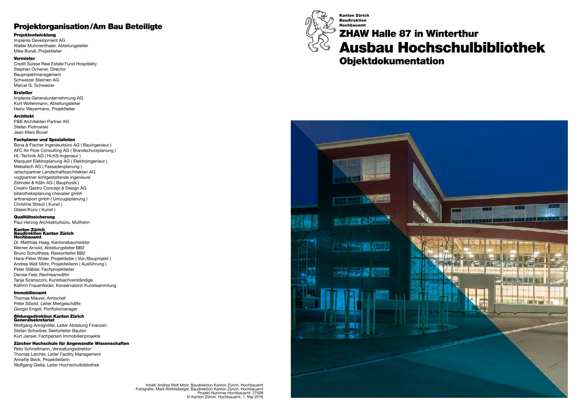 Ausbau Hochschulbibliothek ZHAW Winterthur - Objektdokumentation (2016)