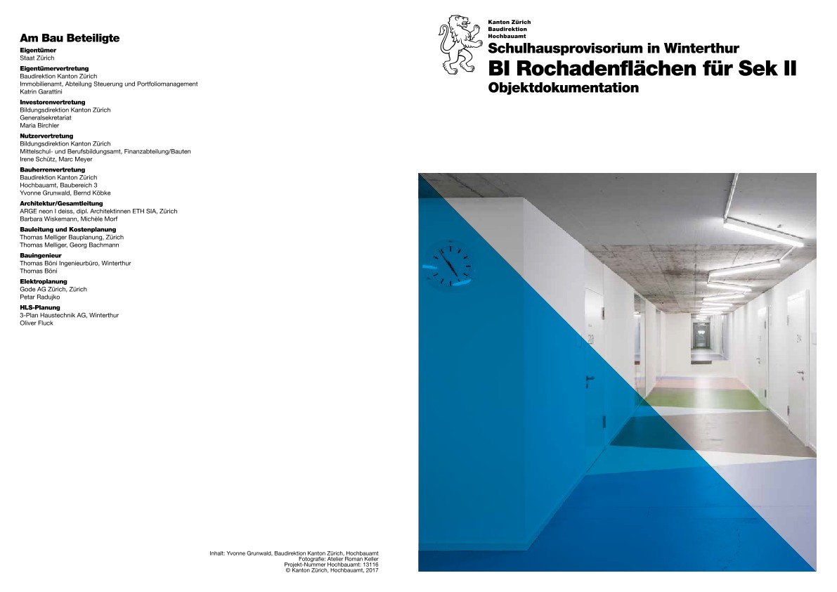 Schulhausprovisorium Kantonsschule Büelrain Rochadeflächeen für Sek II - Objektdokumentation (2017)