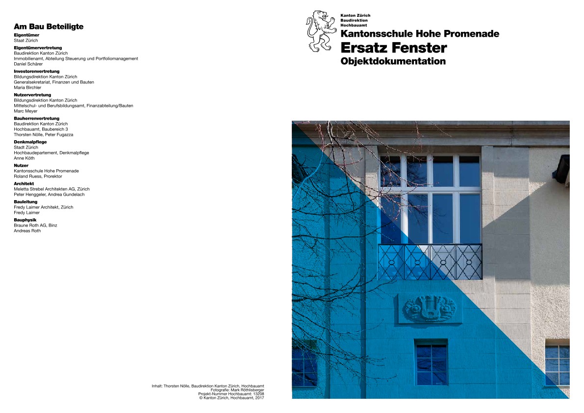 Ersatz Fenster Kantonsschule Hohe Promenade - Objektdokumentation (2017)