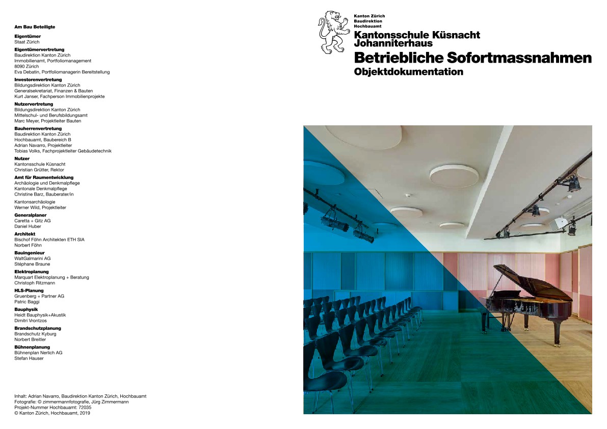 Betriebliche Sofortmassnahmen Johanniterhaus Kantonsschule Küsnacht - Objektdokumentation (2019)