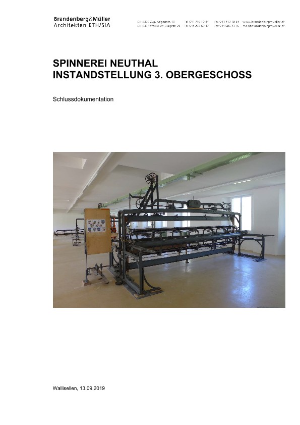 Instandstellung 3.OG Spinnerei Neuthal Bäretswil - Schlussdokumentation (2019)