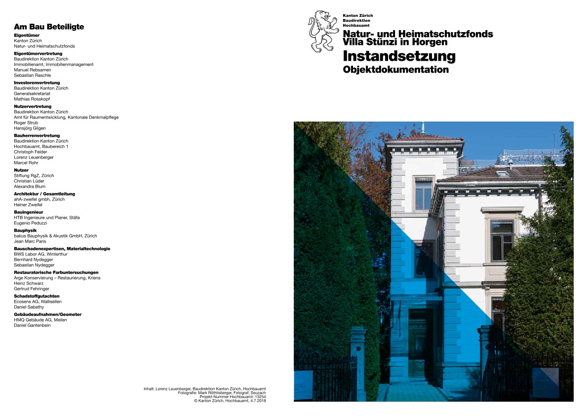 Instandsetzung Villa Stünzi - Objektdokumentation (2018)