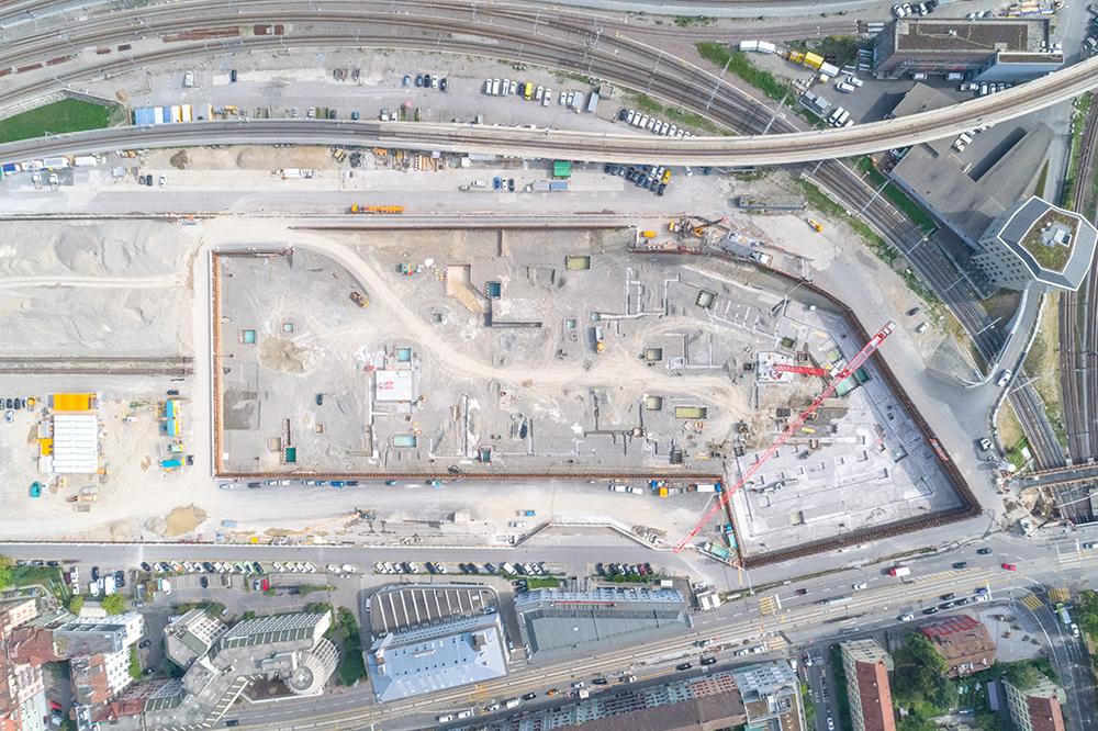 Ein Luftbild der PJZ-Baustelle im August 2017.