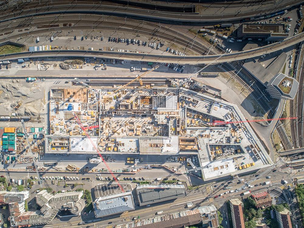 Die PJZ-Baustelle aus der Vogelperspektive, im August 2018.