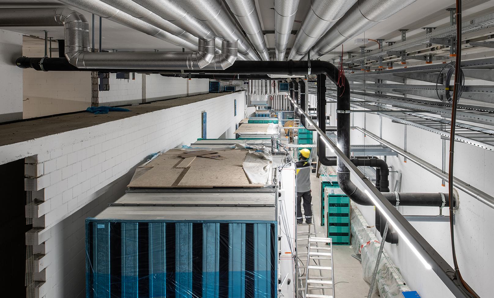 PJZ-Baustelle von innen: Blick auf die Rohre im Februar 2020.