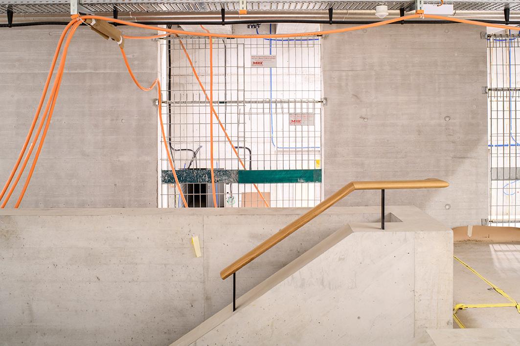 Die PJZ-Baustelle im Januar 2021 - Ansicht Treppenaufstieg.