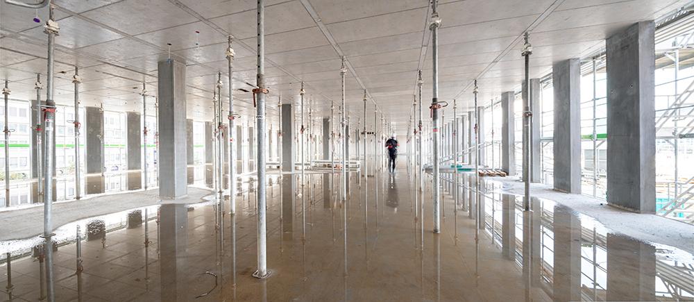 Die PJZ-Baustelle im September 2018, Innenaufnahme eines Gebäudes.