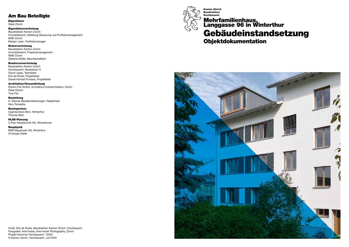 Gebäudeinstandsetzung Mehrfamilienhaus Langgasse 96 Winterthur - Objektdokumentation (2020)