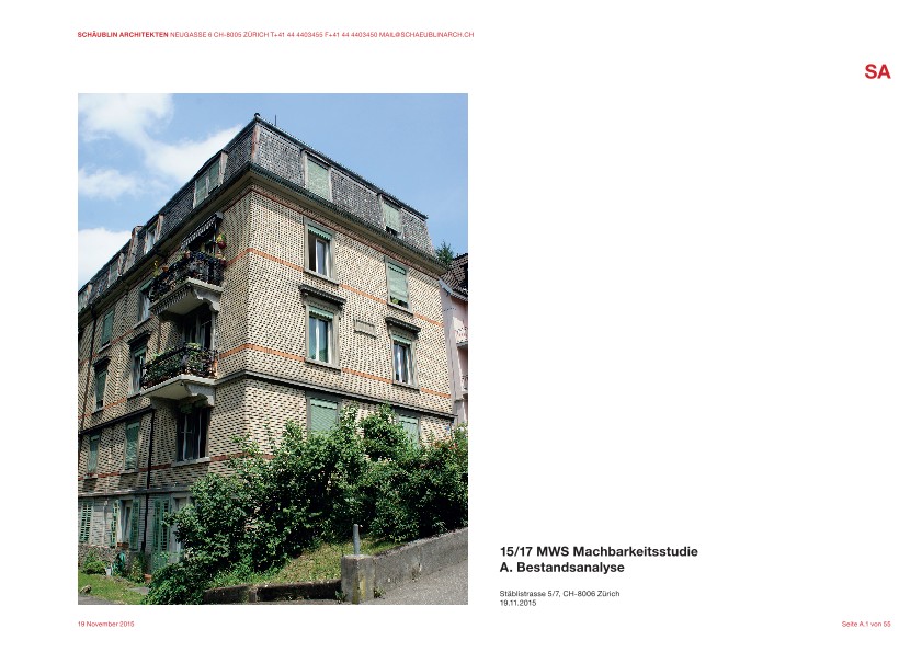 Bestandesanalyse Teil A Mehrfamilienhaus Stäblistrasse 5/7  - Machbarkeitsstudie (2015)
