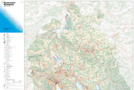 Richtplankarte (north sheet) of the Zurich cantonal Richtplan: settlement area, landscape and transport designations bound together around the S-Bahn network.