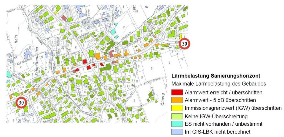 Karte der geplanten Lärmsanierung in Ottenbach