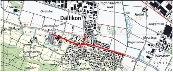 Plan Strassenprojekt Ortsdurchfahrt Dällikon