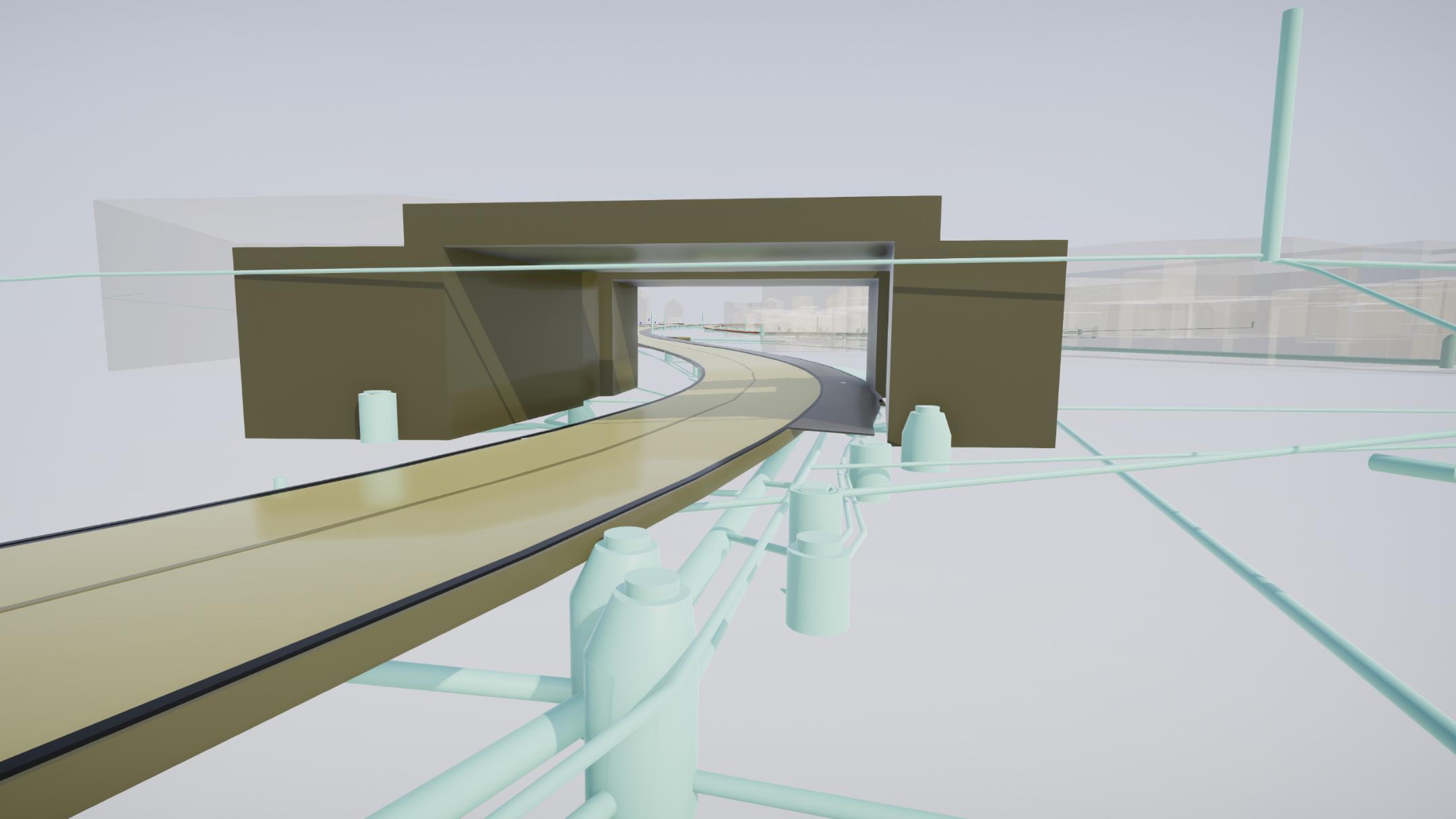 Die Brücke als Bestandteil des Modells.