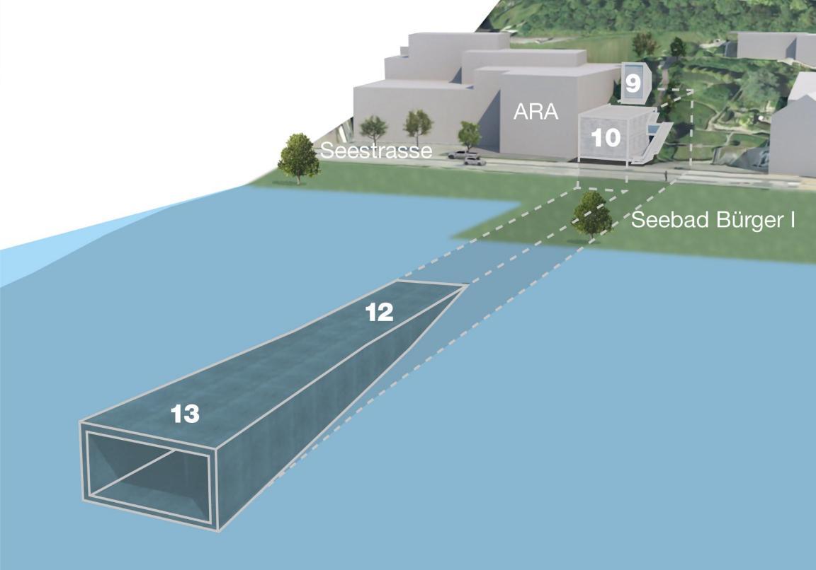 Schematische Darstellung des Auslaufbauwerks.