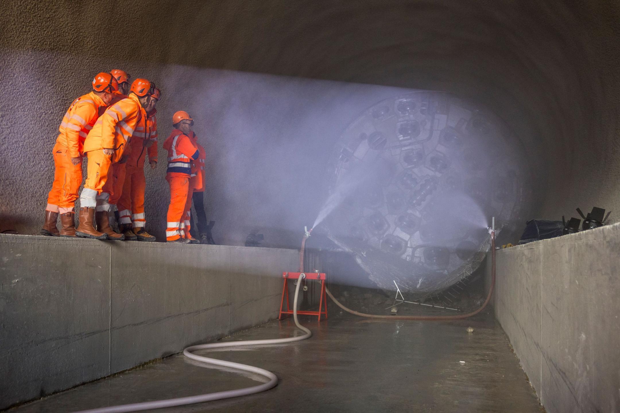 Feierlicher Stollendurchstich auf der Baustelle Entlastungsstollen Sihl-Zürichsee am Dienstag, 26. November 2024 in Thalwil. (AWEL/Alessandro Della Bella)