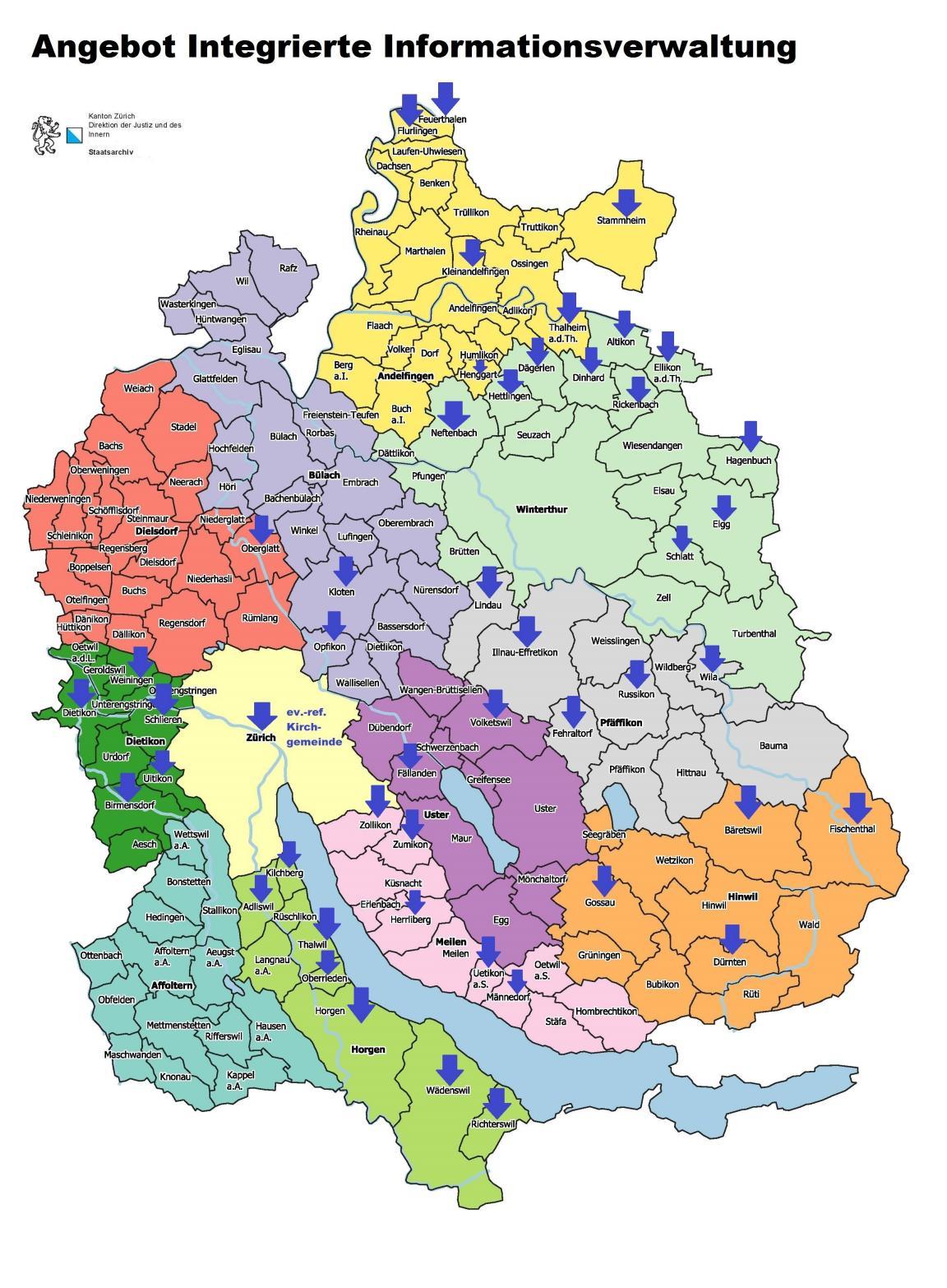 39 der Gemeinden im Kanton Zürich werden von uns im Rahmen des Angebots Integrierte Informationsverwaltung betreut.