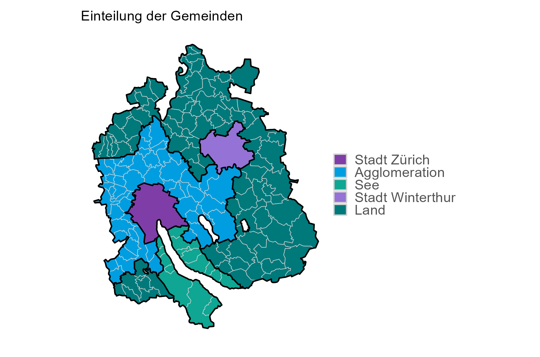Karte, die zeigt zu welcher Auswertungsgruppe eine Gemeinde gehört.