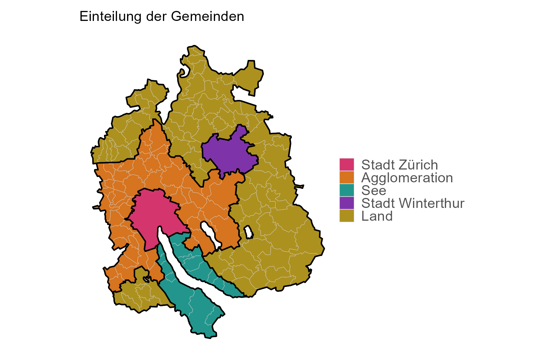 Karte, die zeigt zu welcher Auswertungsgruppe eine Gemeinde gehört.