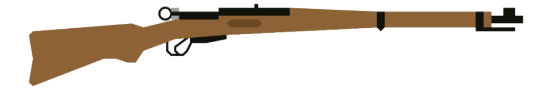 Zeichnung eines Karabiner 31 in braun und schwarz. Das Gewehr besteht mehrheitlich aus Holz.