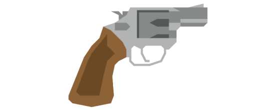 Zeichnung einer Pistole braun und grau. Der Griff ist gebogen und der Lauf kurz.