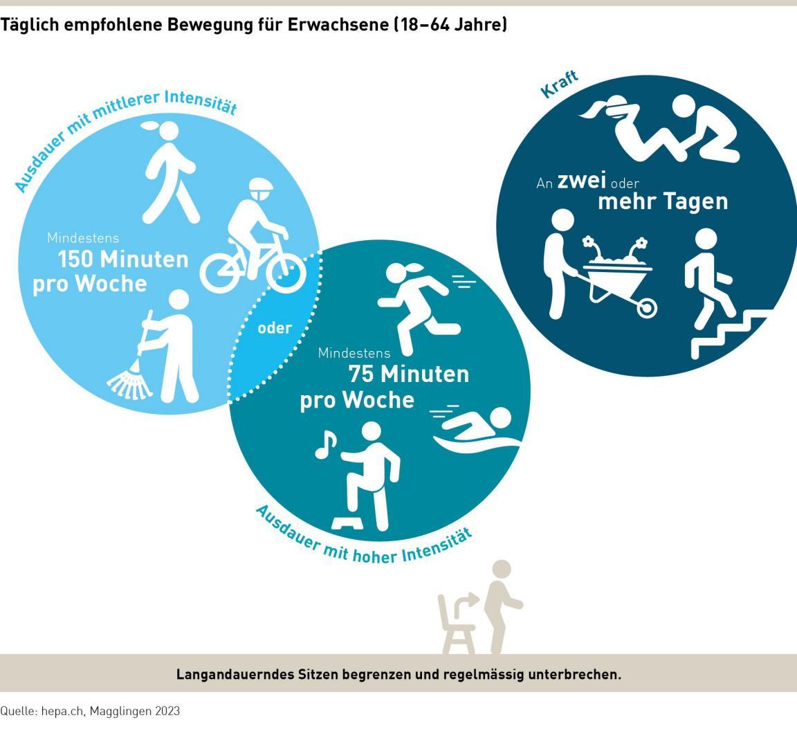 Darstellung der täglich empfohlenen Bewegung für Erwachsene