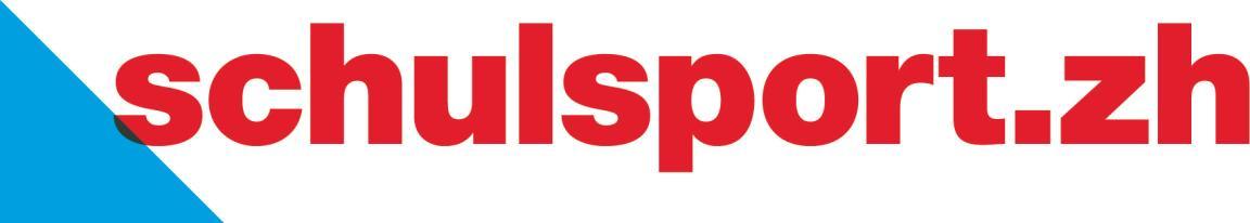 Logo des Förderprogramms für freiwillige Schulsportkurse schulsport.zh; Dreieck in Züriblau unten links und Text «schulsport.zh» in rot