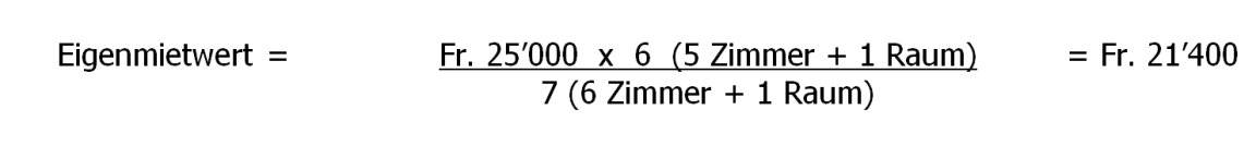 Formel der Berechnung des Eigenmietwertes