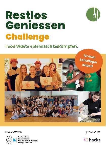 Flyer zur Restlos Geniessen Challenge im Kanton Zürich