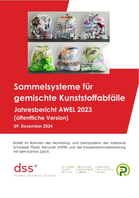 Sammelsysteme für gemischte Kunststoffabfälle im Kanton Zürich - Jahresbericht 2023 für das AWEL (dss+ Dezember 2024)