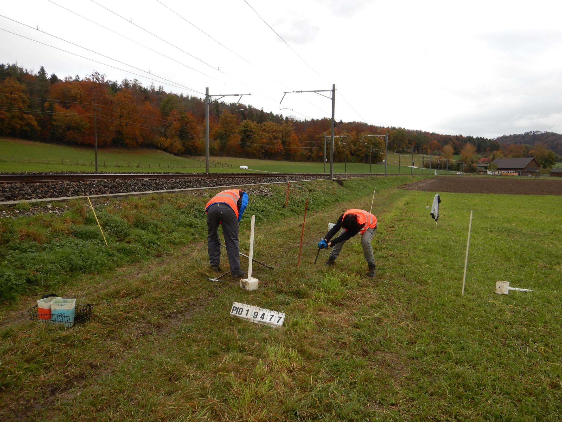 Probenahme neben Bahngleisen