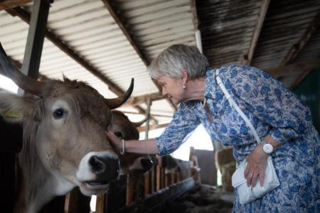 RR Jacqueline Fehr streichelt eine Kuh
