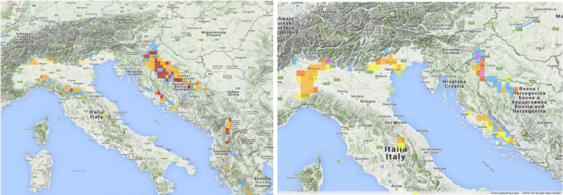Karte von Südosteuropa mit Klimaanalogien von Bern