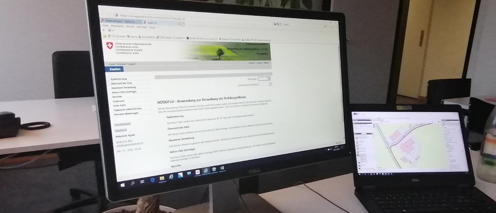 Auf einem Computerbildschirm ist die Webseiter zur Erfassung von Daten in HODUFLU zu sehen.