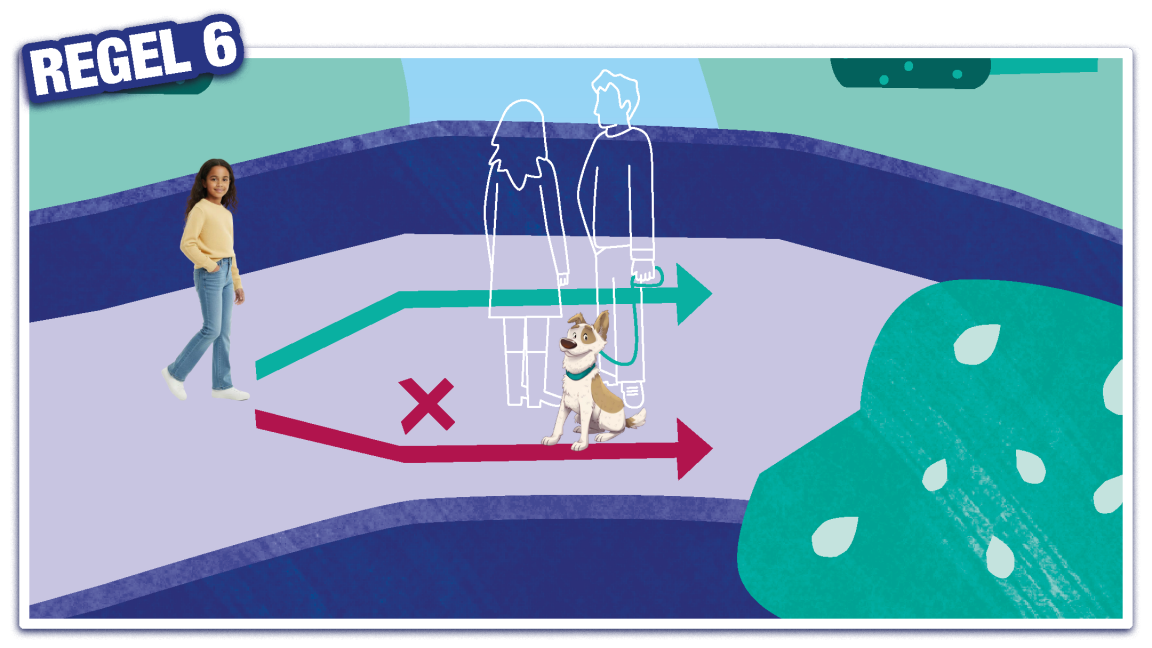 Regel 6: Wenn du an einem Hund vorbeigehen willst.