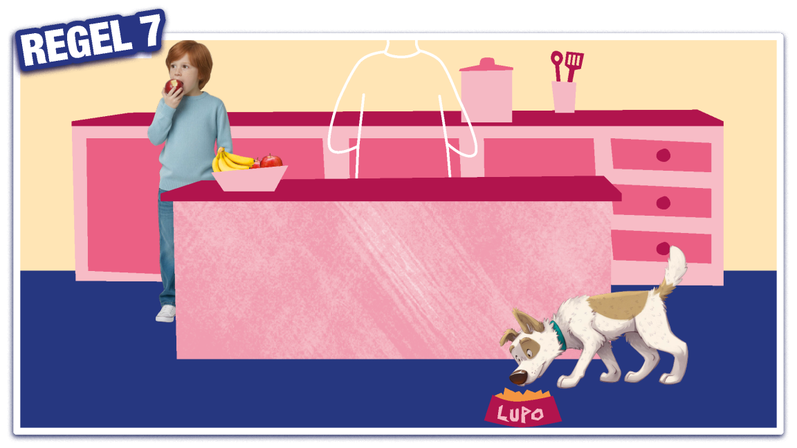 Regel 7: Wenn ein Hund am Fressen ist.
