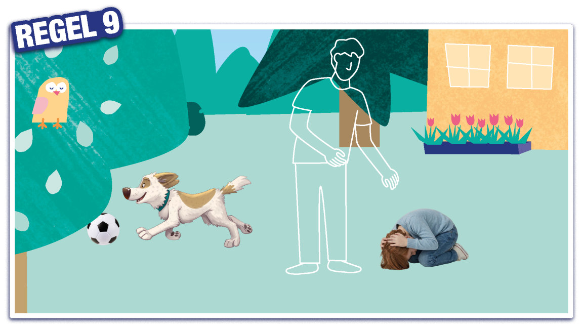 Regel 9: Ein Hund hat dich umgeworfen oder du spielst am Boden.