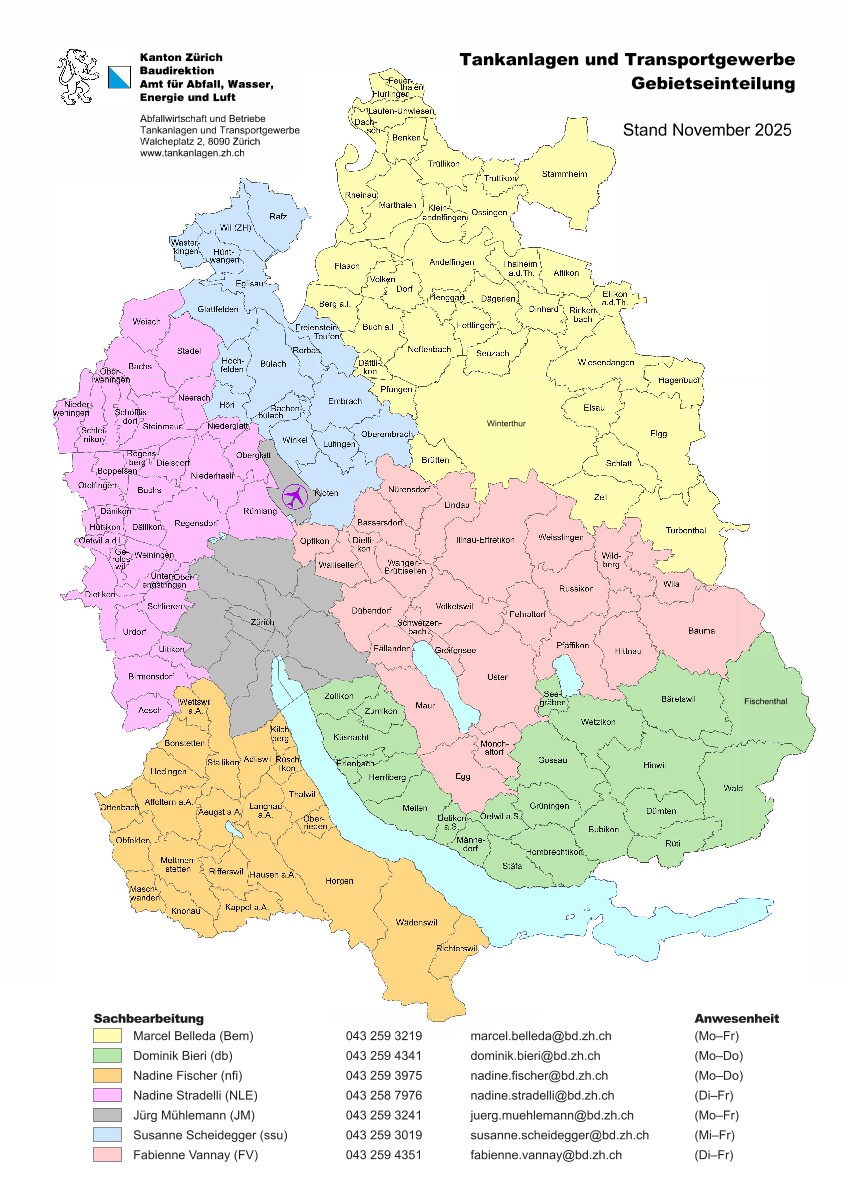 Gebietseinteilung Tankanlagen und Transportgewerbe